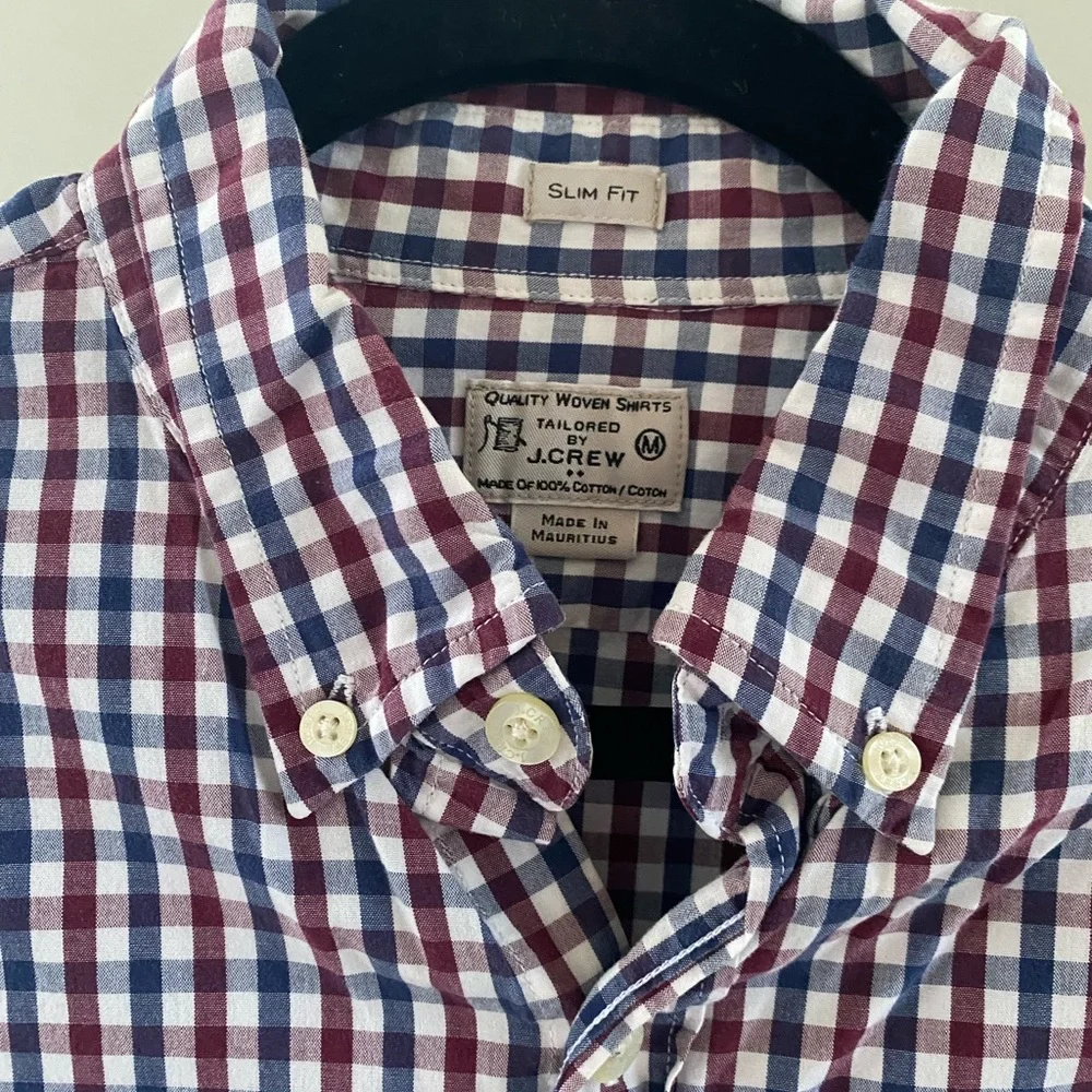 J. Crew - Red, White & Blue Checkered 100% Cotton Button Down Shirt - Size M